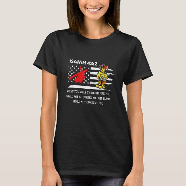 Dünne rote Linie Feuerwehrkreuzbibel Verse Amische T-Shirt (Vorderseite)