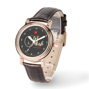 dünne rote Linie - Mit Monogramm Name und Untersch Armbanduhr