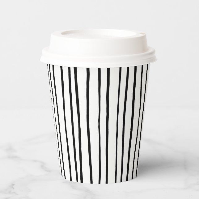 Dünne schwarze Streifen Papier Cup Pappbecher (Vorderseite)