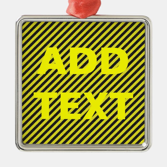 Dünne schwarze und gelbe Diagonalstreifen Silbernes Ornament (Vorne)