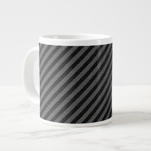 Dünne schwarze und graue Diagonalstreifen Jumbo-Tasse
