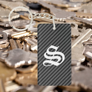 Dünne schwarze und graue Diagonalstreifen Schlüsselanhänger