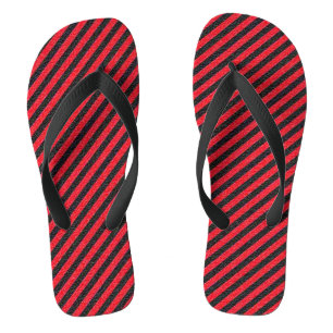 Dünne schwarze und rote diagonale Streifen Flip Fl Flops