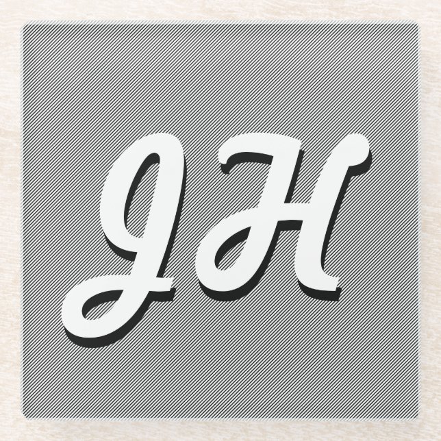 Dünne schwarze und weiße Streifen | Retro-Stilvorl Glasuntersetzer (Vorderseite)