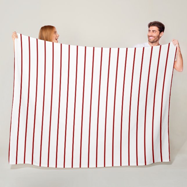 dünne Streifen, rot auf weiß Fleecedecke (Beispiel)