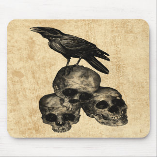Dünne Überbleibsel-Krähen-Schädel-gotische Kunst Mousepad
