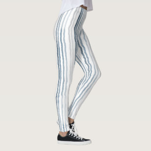 Dünne Wasserfarbene Streifen, Schieferblau, Grau a Leggings