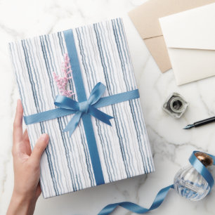 Dünne Wasserfarbenstreifen, Schieferblau, Grau auf Geschenkpapier