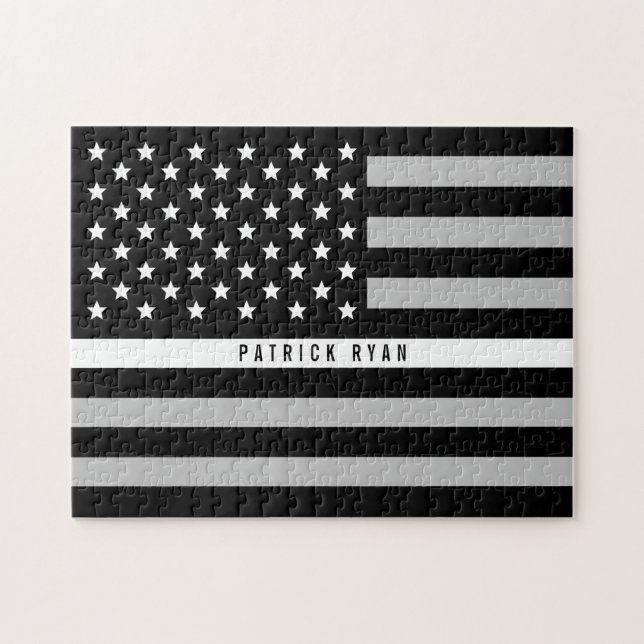 Dünne weiße Linie amerikanische Flagge EMS Puzzle (Horizontal)