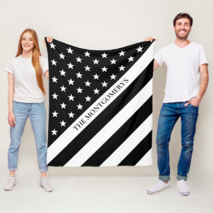 Dünne weiße Linie Flaggen-Monogramm-Name EMS EMT Fleecedecke