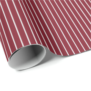 Dünne weiße Nadelstreifen auf dunklem Rot Geschenkpapier