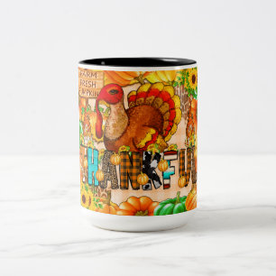 Dünner Dankbarer Tumbler Sublimation - Thanksgivin Zweifarbige Tasse