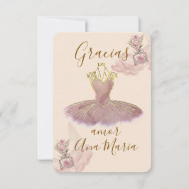 Dünner Mauve-Gold-Ballerina-Kleid-Blumenparfüm Dankeskarte