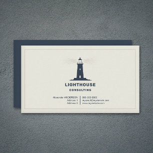 Dünner Rahmen und marineblaue Leuchtturm Visitenkarte