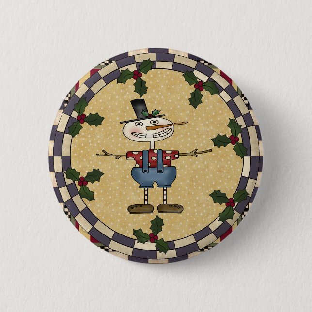 Dünner Schneemann-Weihnachtsknopf Button (Vorderseite)