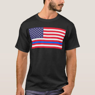 "DÜNNES BLUE LINE auf FLAGGE " T-Shirt