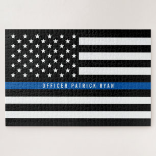 Dünnes Blue Line-Flagge-Polizei-Monogramm Puzzle