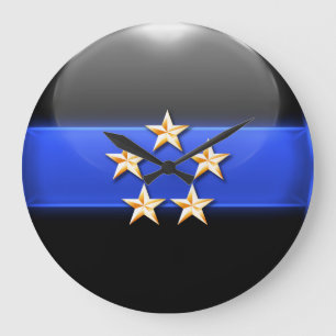 Dünnes Blue Line - Große Wanduhr