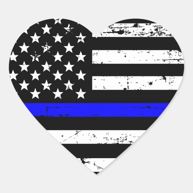Dünnes Blue Line kennzeichnen Herz-Aufkleber (Vorderseite)