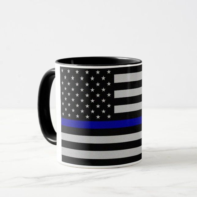 Dünnes Blue Line kennzeichnen Tasse (Vorderseite Links)