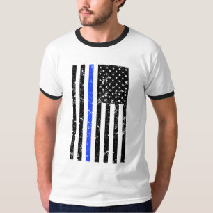 Dünnes Blue Line - Polizeibeamte - beunruhigte T-Shirt