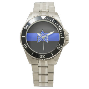 Dünnes Blue Line - Sergeant-Streifen Armbanduhr