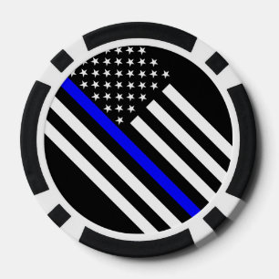 Dünnes Blue Line Symbol Amerikas Pokerchips