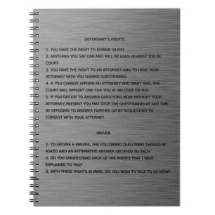 Dünnes Blue Line u. Miranda Recht-Warnen und Notizblock