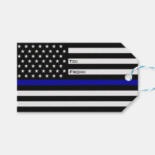 Dünnes Blue Line überwachen Flagge polizeilich Geschenkanhänger
