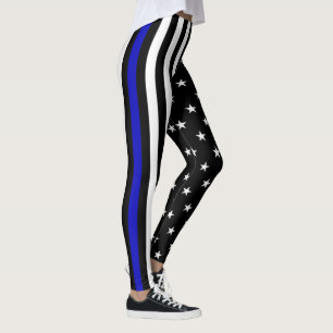 Dünnes Blue Line überwachen Flagge polizeilich Leggings
