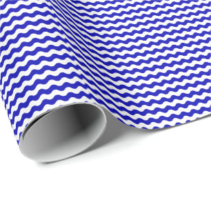 Dünnes Königsblau-und Weiß-Wellen-Packpapier Geschenkpapier