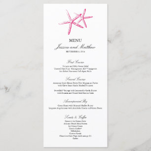 Dünnes Menü der Starfish- Menükarte