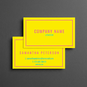 Dünnes Neonrosa und Gelb Visitenkarte