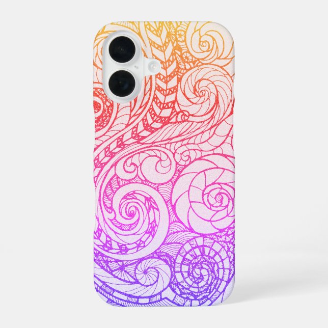 Dünnes Regenbogen-Doodle-iPhone-16-Case iPhone 16 Hülle (Rückseite)