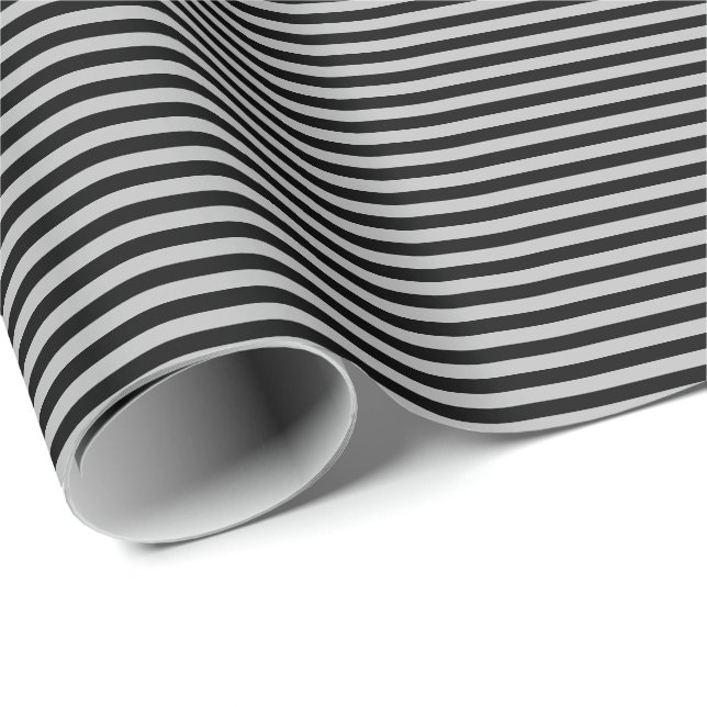 Dünnes Schwarzes und Grau Stripes Packpapier (Rolleneckpunkt)