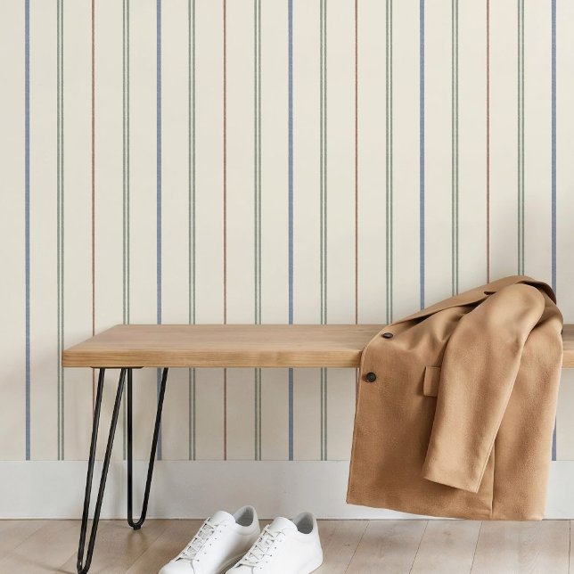 Dünnes vertikales Streifenmuster Boho neutral erdi Tapete (Von Creator hochgeladen)