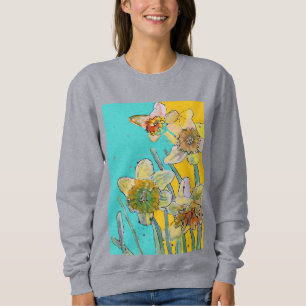 Dünngelbe Daffodien Blumenkohl Aquarell Blume Sweatshirt