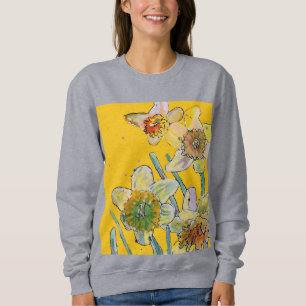Dünngelbe Daffodien Blumenkohl Aquarell Blume Sweatshirt