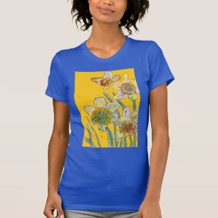 Dünngelbe Daffodien Blumenkohl Aquarell Blume T-Shirt
