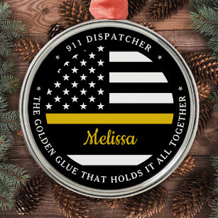 Dünngoldene Linie, goldener Kleber 911 Dispatcher Ornament Aus Metall