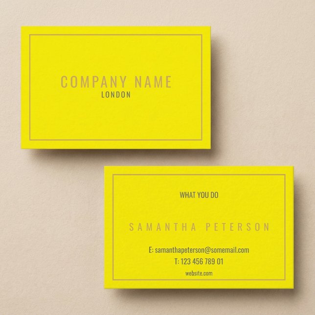 Dünngoldener Neon gelb Visitenkarte (Thin gold border neon yellow business card.)