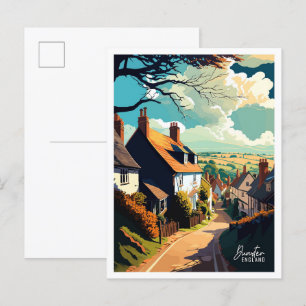 Dunster England Kunst Vintage-Reiseillustration Postkarte