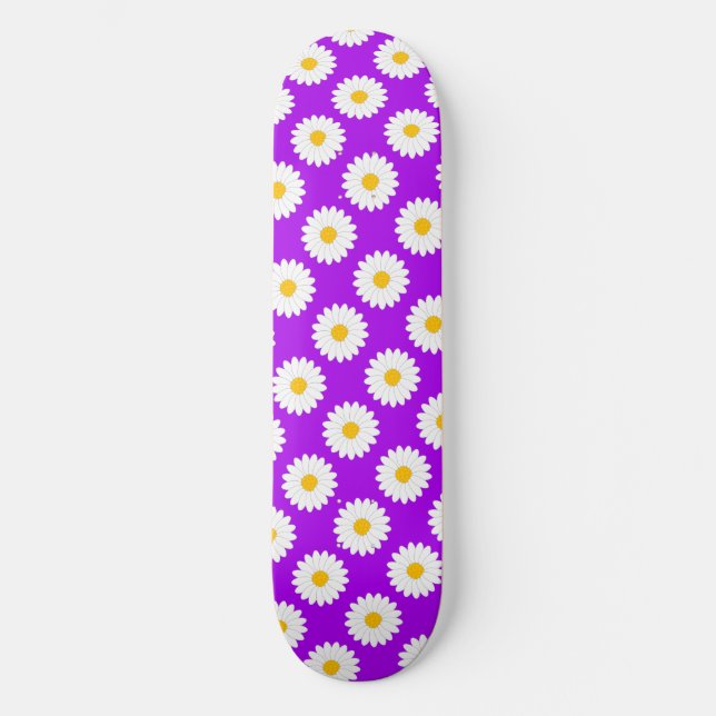 Dunstiges Gänseblümchen-Blumen-Musterlila Skateboard (Vorderseite)