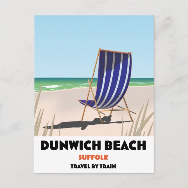 Dunwch Beach Suffolk Vintages Zugposter Postkarte (Vorderseite)