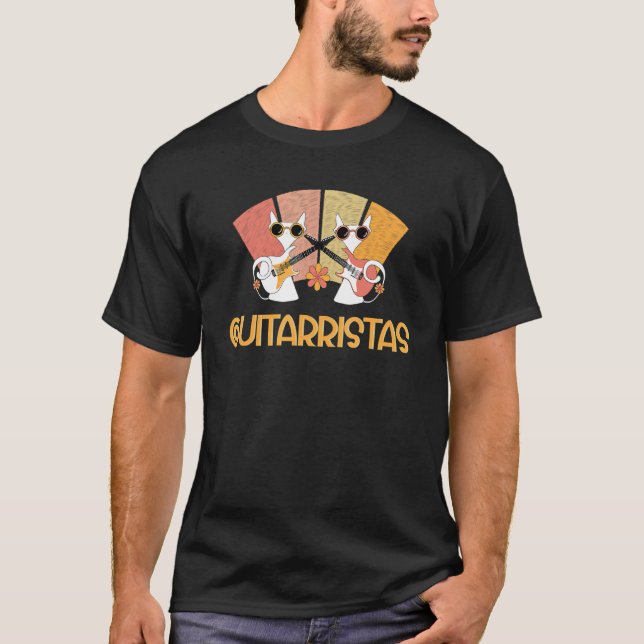 Duo Alley Cats Play Guitar T-Shirt (Vorderseite)