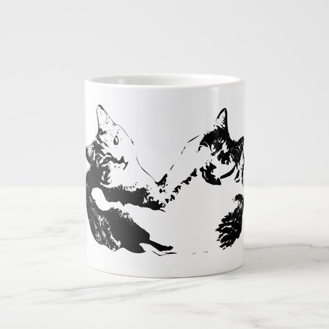 Duo Cat Companies Ink Portrait Tasse (Vorderseite)