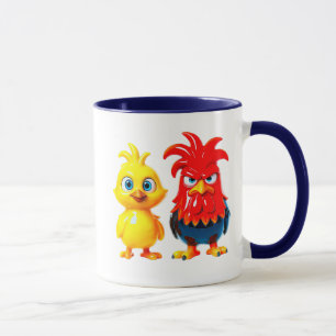 Duo coq und rigolos rigolos Art Cartoon 3D. Tasse