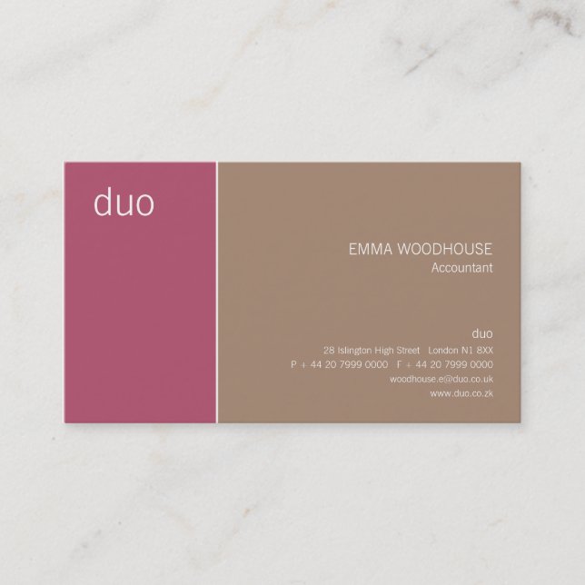 Duo-dunkles Rosa u. TAN Visitenkarte (Vorderseite)