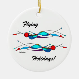 Duo-Fliegen-Schwimmer-Keramik-Verzierung Keramik Ornament