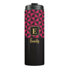 Duo Geo Black & Pink Individuellen Namen Thermosbecher